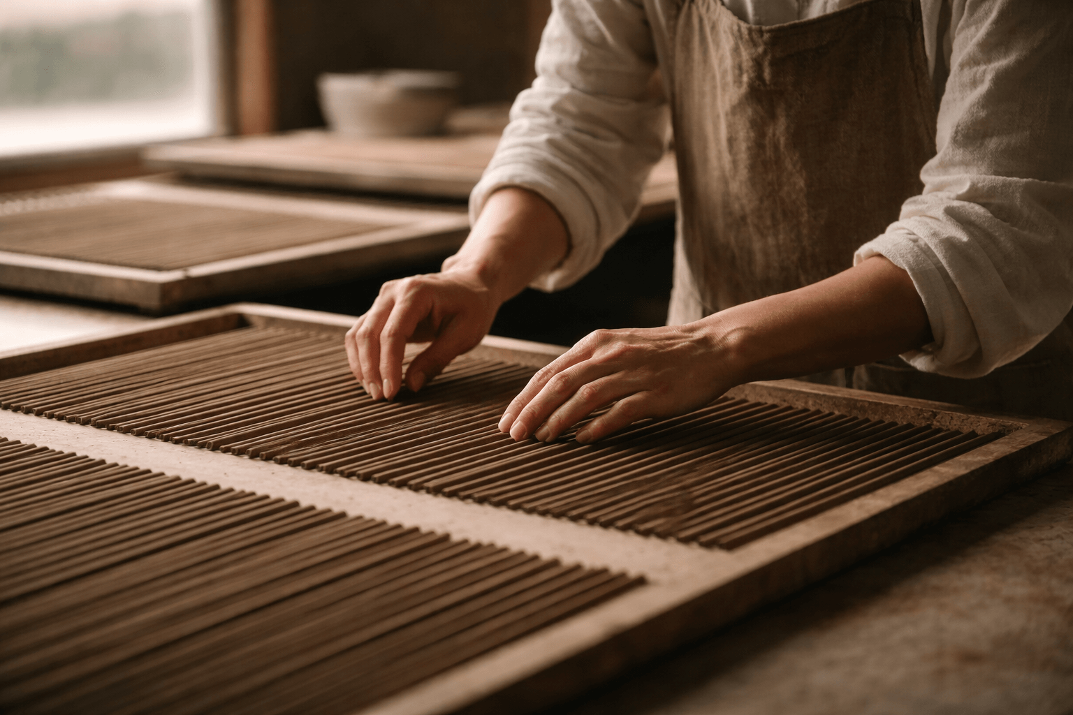 Artisan craft process in a calm workshop